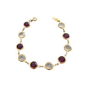 Vintage Swarovski Edelweiss Clear And Purple Crystal Bezel Set Gold Bracelet